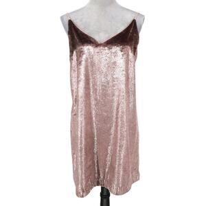 Mustard Seed Slip Dress Womens Large Pink Crushed Velour Lined Zip Romantic